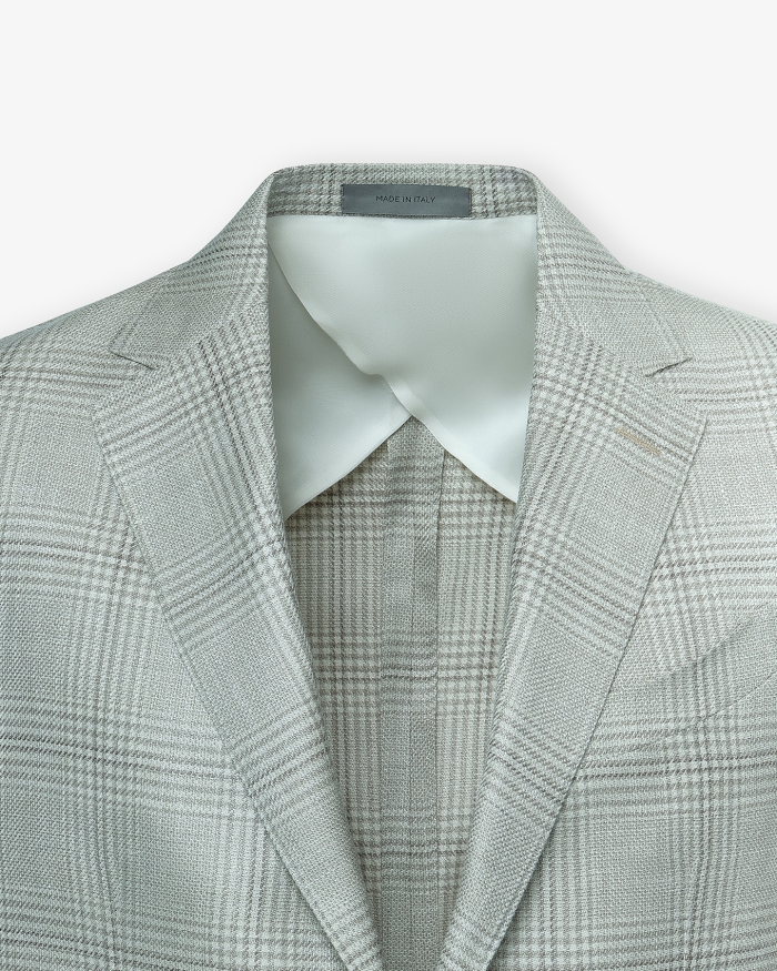 CORNELIANI Corneliani - Sartorial check jacket - Wool silk linen - Olive brown
