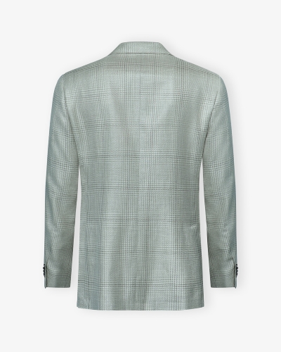 Corneliani - Sartorial check jacket - Wool silk linen - Olive brown