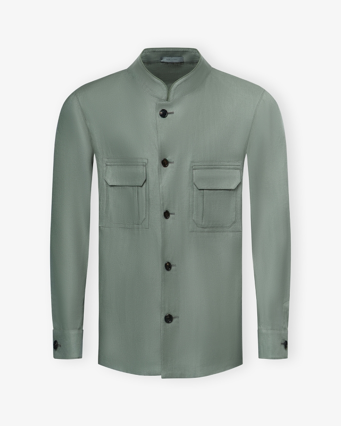 CORNELIANI Corneliani - Stand collar jacket - Linen - Olives