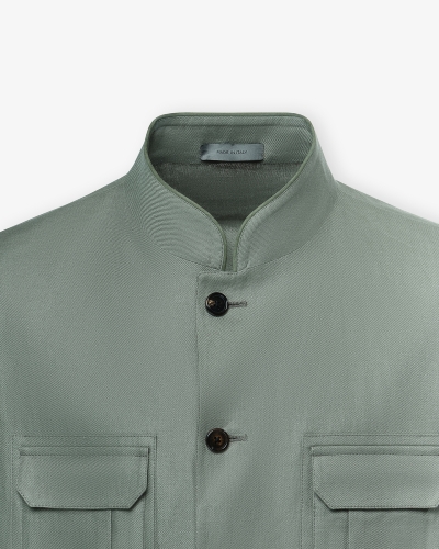 Corneliani - Stand collar jacket - Linen - Olives