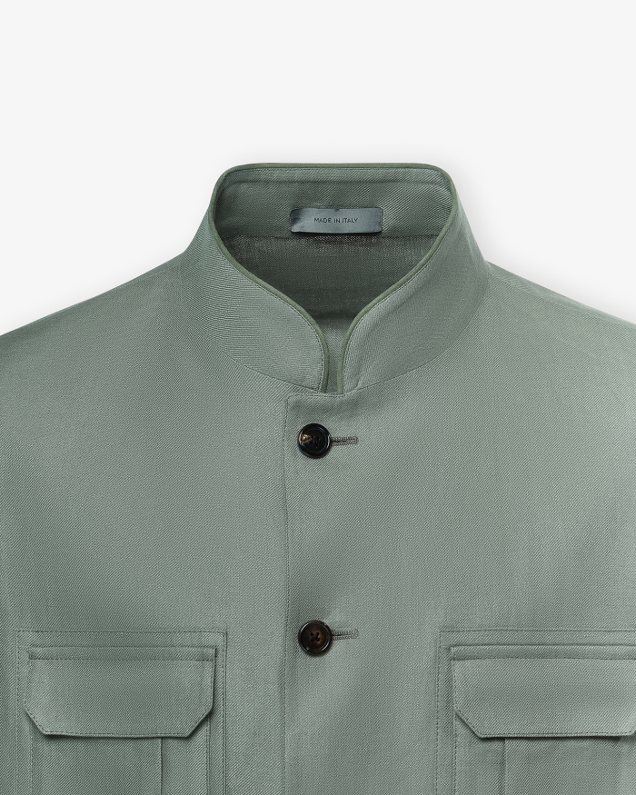 CORNELIANI Corneliani - Stand collar jacket - Linen - Olives
