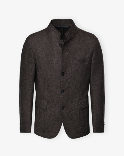 Corneliani - Stand collar jacket - Wool silk cotton - Greige