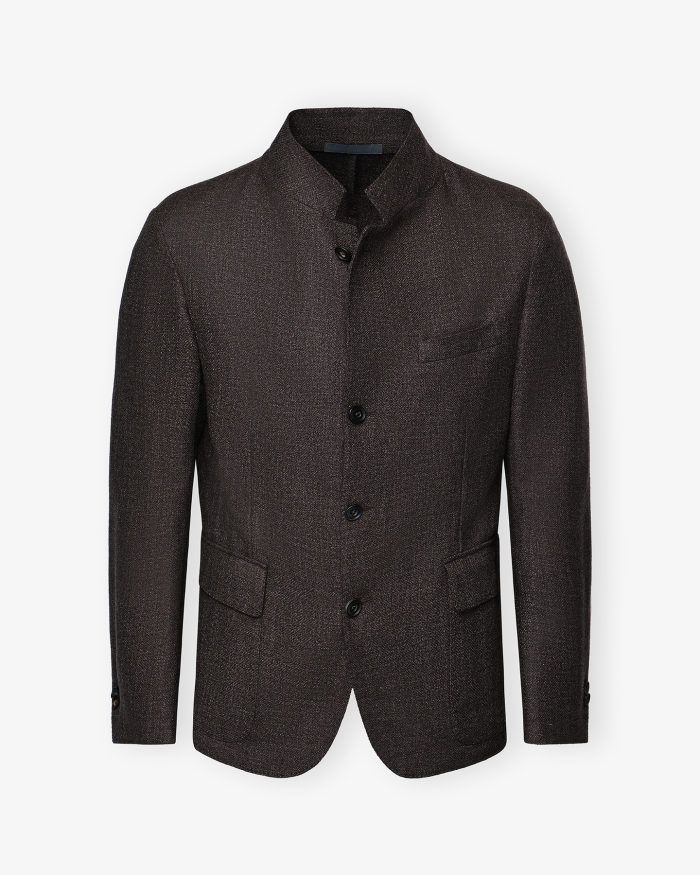 CORNELIANI Corneliani - Stand collar jacket - Wool silk cotton - Greige