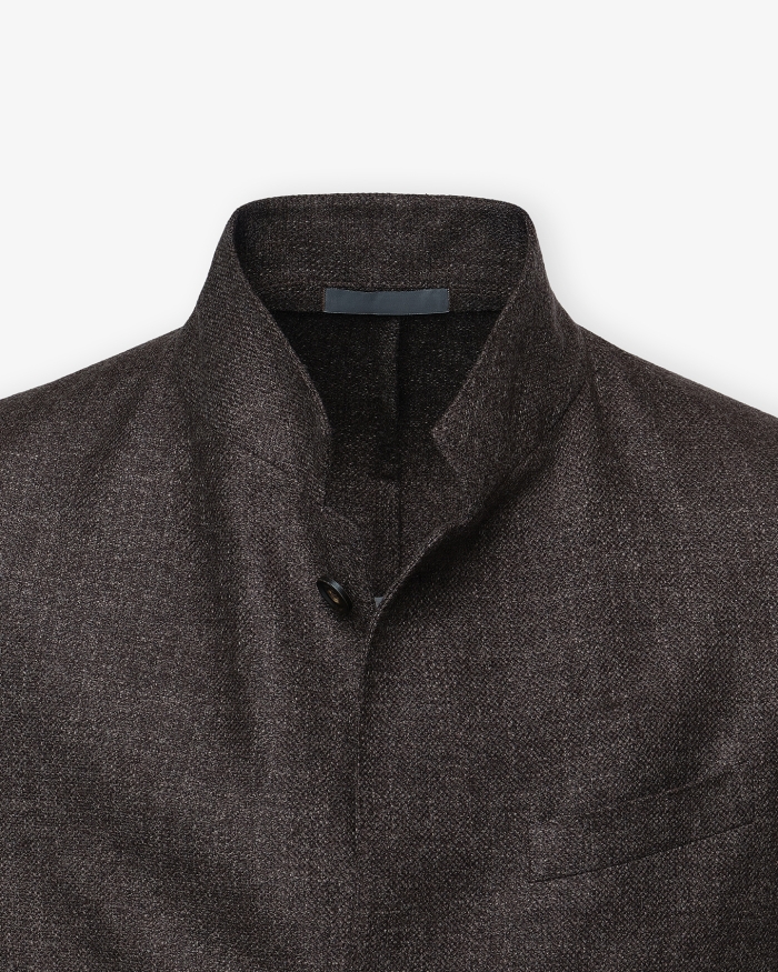 CORNELIANI Corneliani - Stand collar jacket - Wool silk cotton - Greige