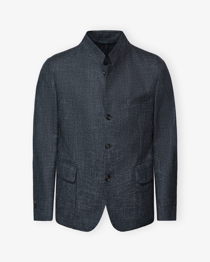 CORNELIANI Corneliani - Stand collar jacket - Wool silk cotton - Grey