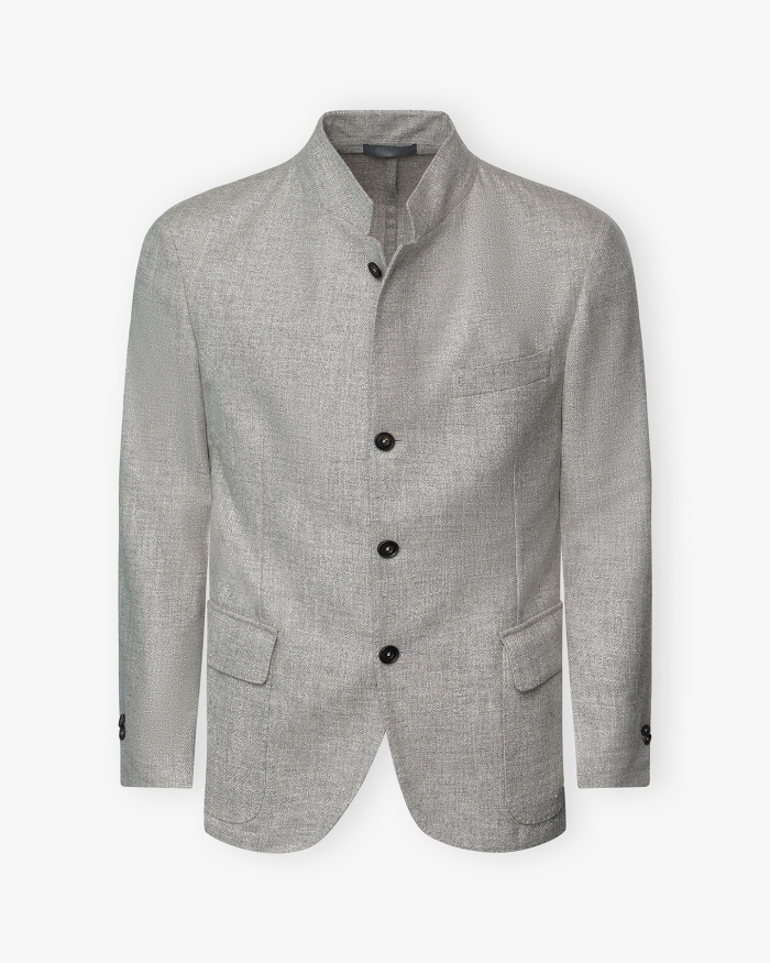 CORNELIANI Corneliani - Stand collar jacket - Wool silk cotton - Beige
