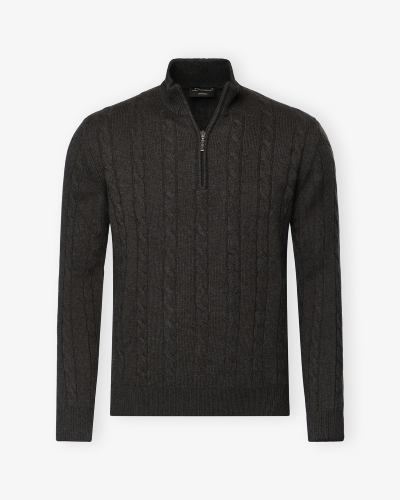 Doriani Cashmere - Half zip cable - Brown