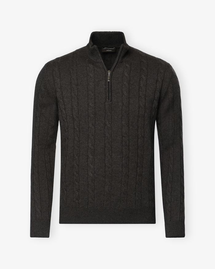 DORIANI CASHMERE Doriani Cashmere - Half zip cable - Brown