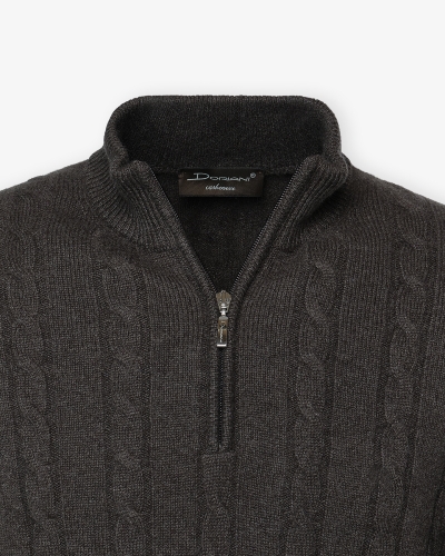 Doriani Cashmere - Half zip cable - Brown