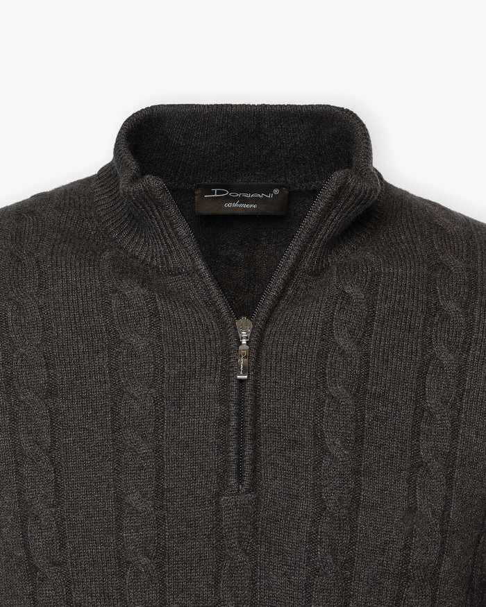 DORIANI CASHMERE Doriani Cashmere - Half zip cable - Brown