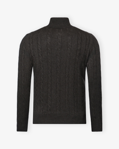 Doriani Cashmere - Half zip cable - Brown