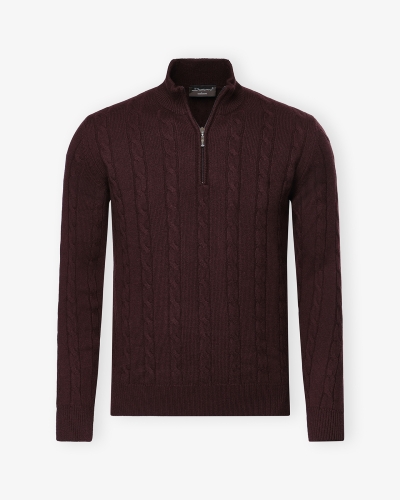 Doriani Cashmere - Half zip cable - Bordeaux