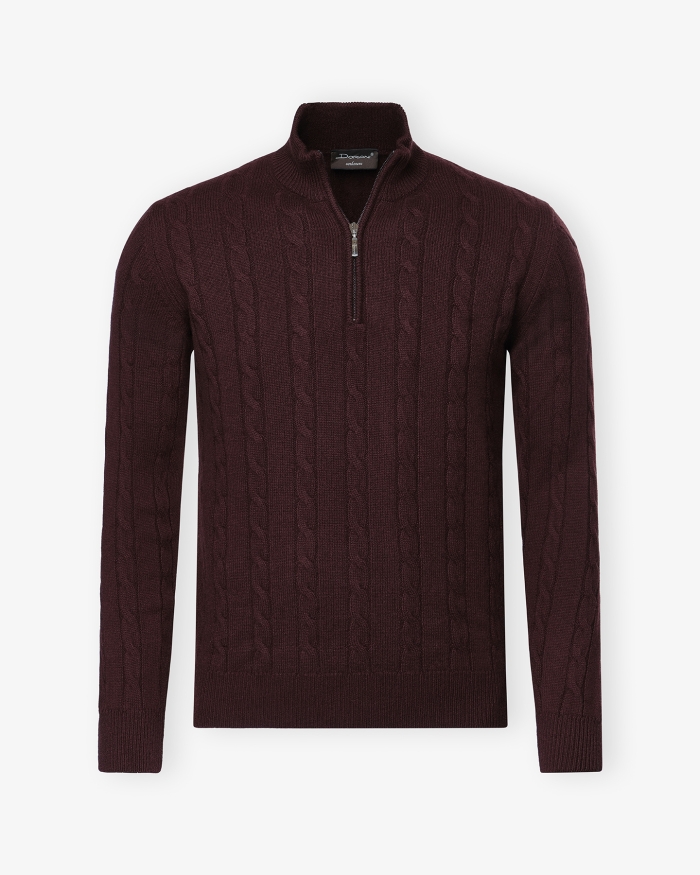 DORIANI CASHMERE Doriani Cashmere - Half zip cable - Bordeaux