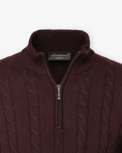 Doriani Cashmere - Half zip cable - Bordeaux