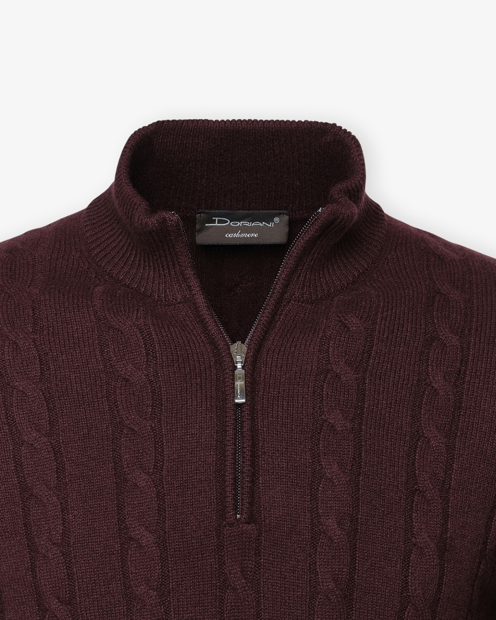 DORIANI CASHMERE Doriani Cashmere - Half zip cable - Bordeaux