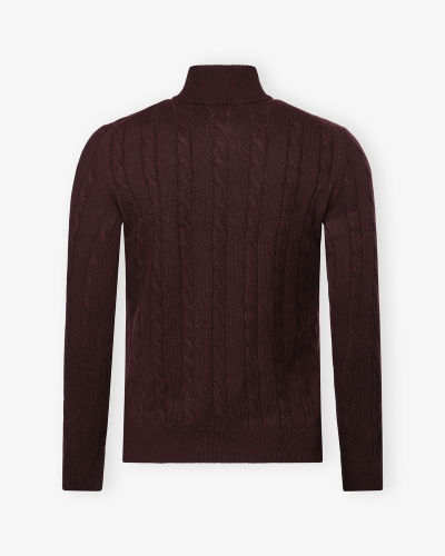 Doriani Cashmere - Half zip cable - Bordeaux