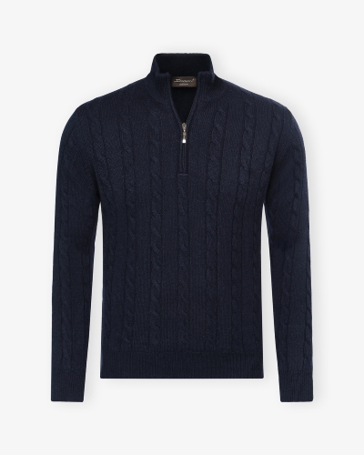Doriani Cashmere - Half zip cable - Navy