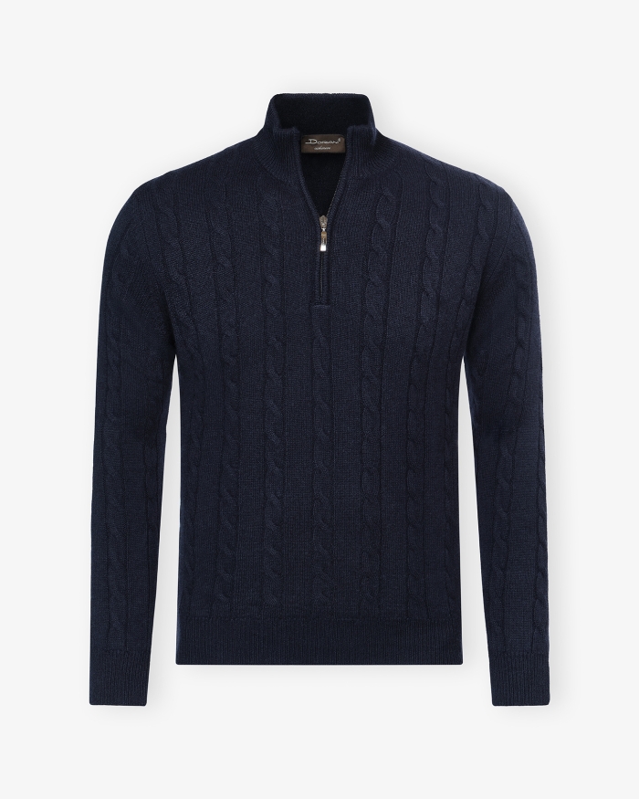 DORIANI CASHMERE Doriani Cashmere - Half zip cable - Navy