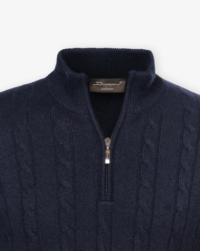 Doriani Cashmere - Half zip cable - Navy