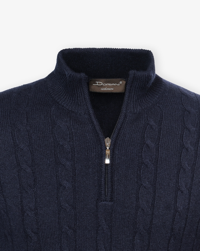 DORIANI CASHMERE Doriani Cashmere - Half zip cable - Navy