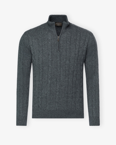 Doriani Cashmere - Half zip cable - Grey