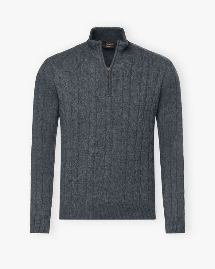 DORIANI CASHMERE Doriani Cashmere - Half zip cable - Grey