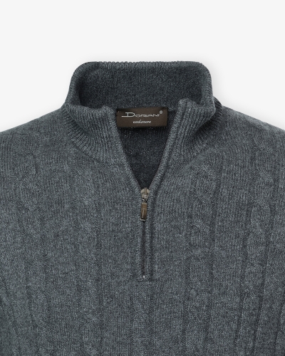 Doriani Cashmere - Half zip cable - Grey