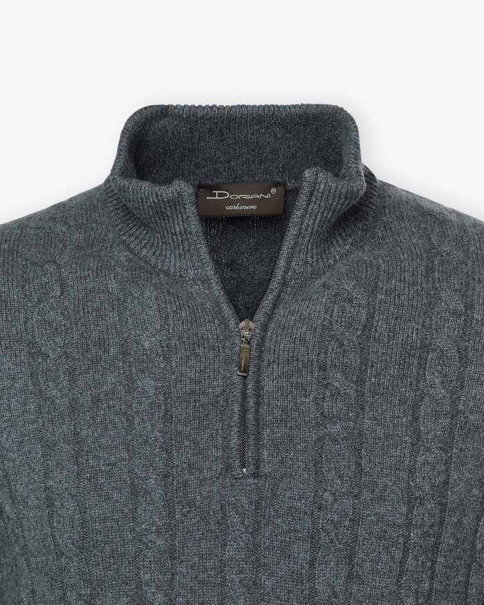 DORIANI CASHMERE Doriani Cashmere - Half zip cable - Grey
