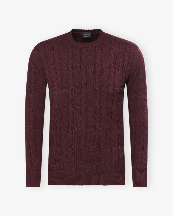 DORIANI CASHMERE Doriani Cashmere - Round neck cable - Bordeaux