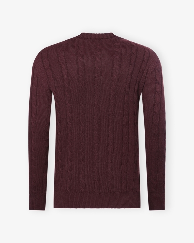 Doriani Cashmere - Round neck cable - Bordeaux