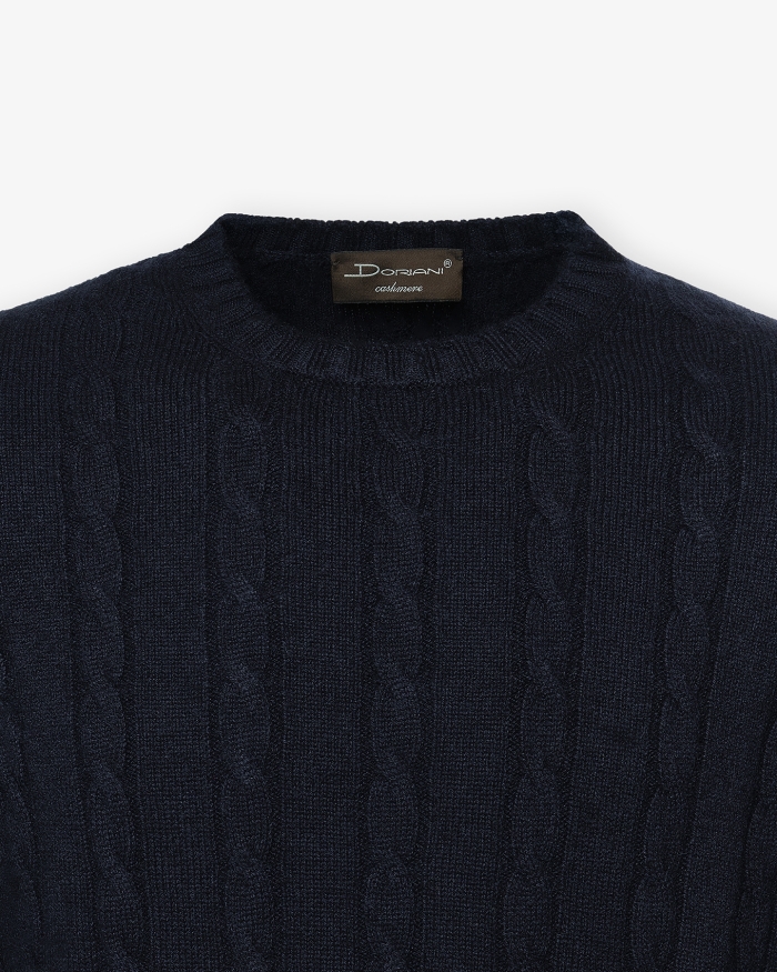 DORIANI CASHMERE Doriani Cashmere - Round neck cable - Navy