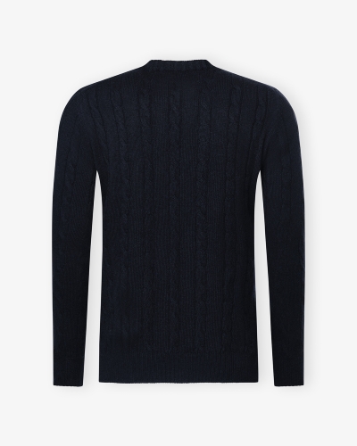 Doriani Cashmere - Round neck cable - Navy