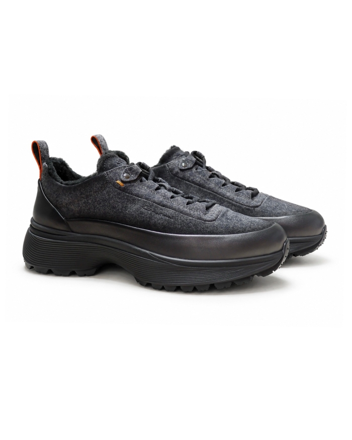 SANTONI Santoni - Sneaker with cashmere and sheepskin - Grey