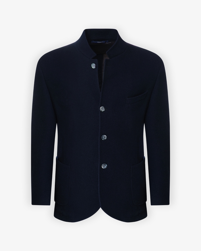 FEDELI Fedeli - Stand collar jacket double cashmere - Navy