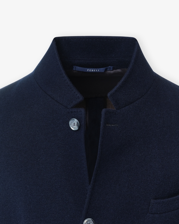 FEDELI Fedeli - Stand collar jacket double cashmere - Navy