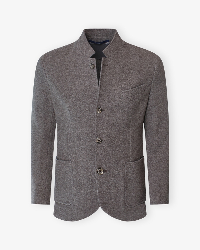 FEDELI Fedeli - Stand collar jacket double cashmere - Greige