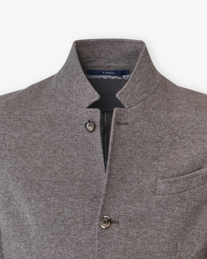 FEDELI Fedeli - Stand collar jacket double cashmere - Greige