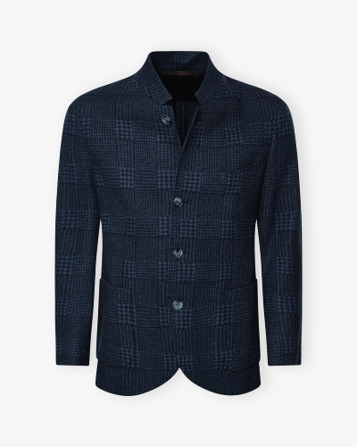 Fedeli - Stand collar jacket cashmere - Jacquard - Navy
