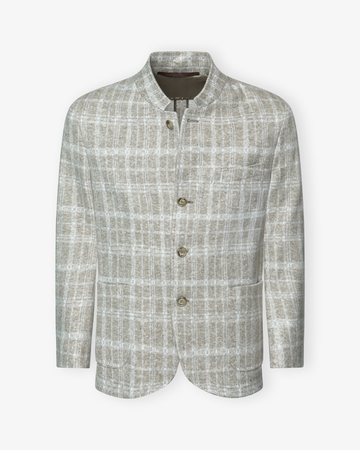 FEDELI Fedeli - Stand collar jacket cashmere - Jacquard - Greige
