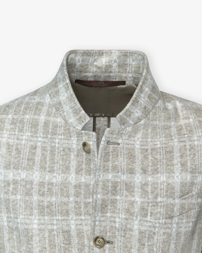 FEDELI Fedeli - Stand collar jacket cashmere - Jacquard - Greige