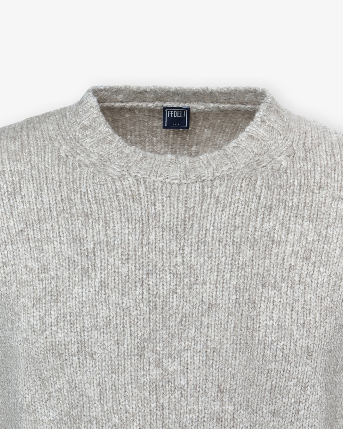 FEDELI Fedeli - Round neck baby yak - Greige