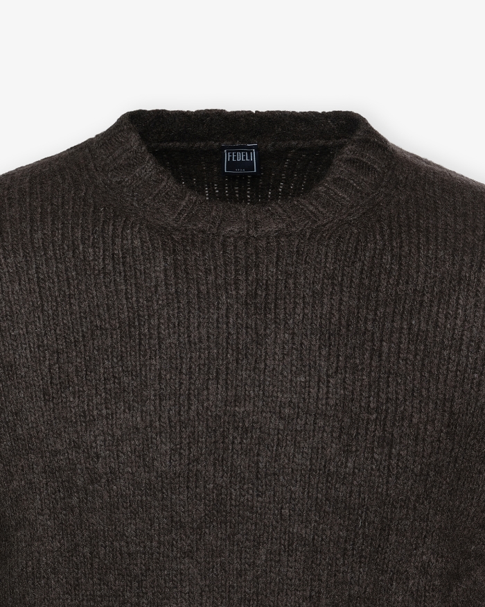 FEDELI Fedeli - Round neck baby yak - Brown