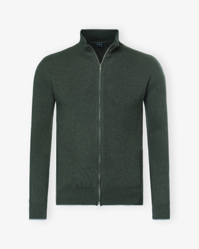 Fedeli - Full zip cashmere - Dark olive