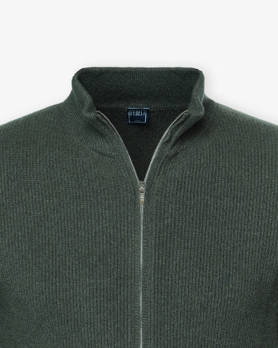 Fedeli - Full zip cashmere - Dark olive