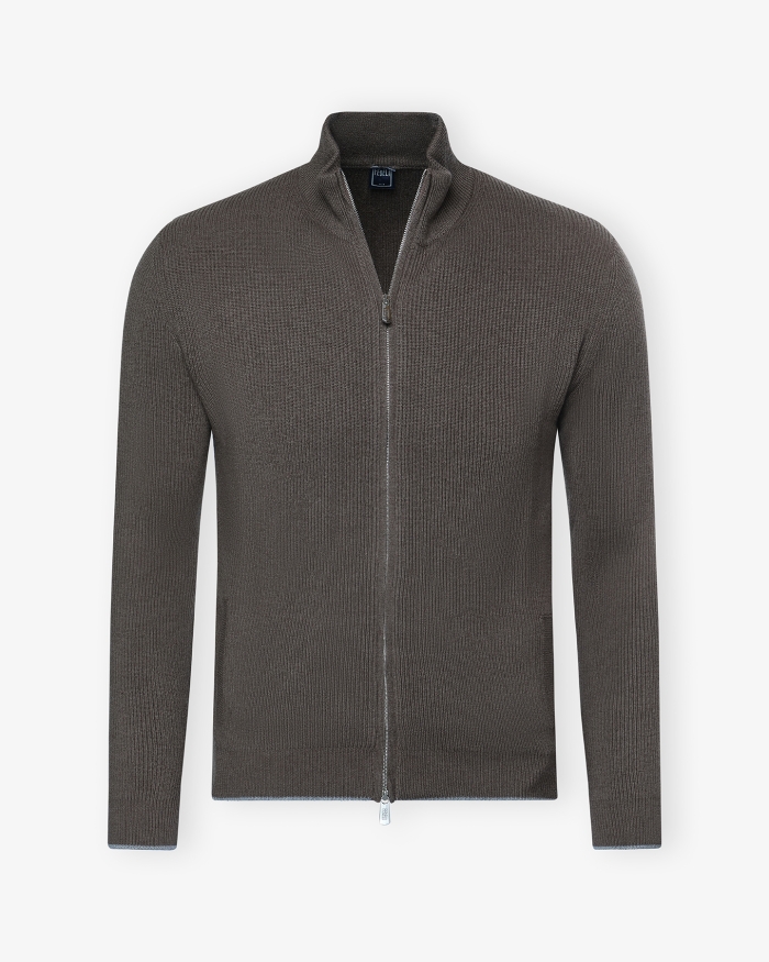 FEDELI Fedeli - Full zip cashmere - Brown