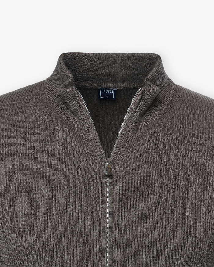 FEDELI Fedeli - Full zip cashmere - Brown