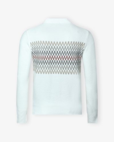 Fioroni - Round neck wool cashmere - White melange
