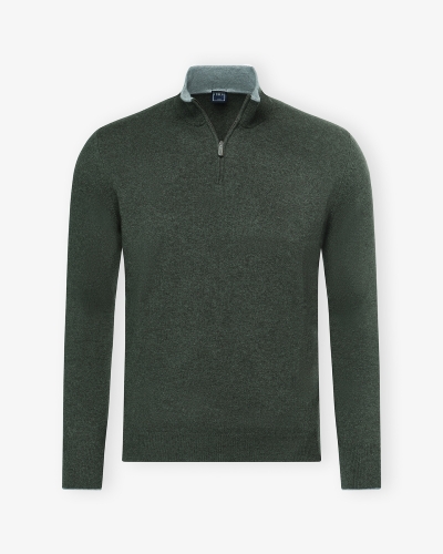 Fedeli - Half zip virgin wool - Dark olive