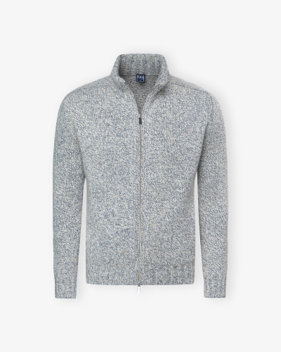 Fedeli - Full zip cashmere - Denim melange