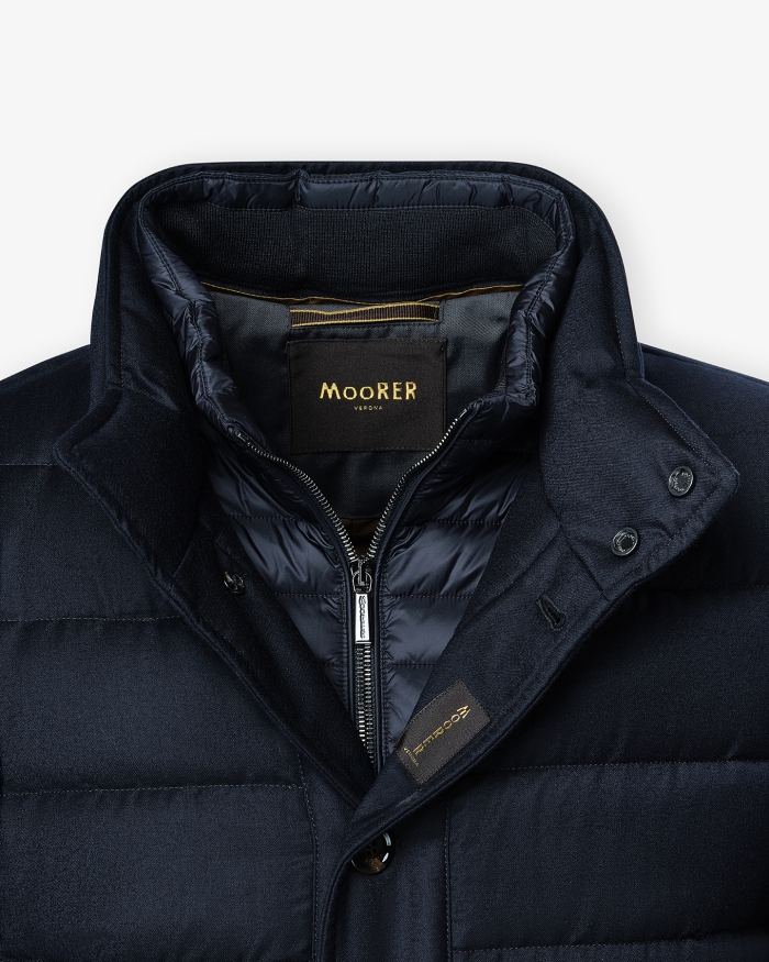 MOORER MooRER - Quilted parka - Wool cashmere - Navy